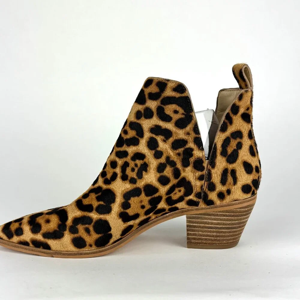 Sole Society Leopard Print Haircalf Bootie – Chic Pointed Toe, Size 8M